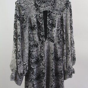 Grey/Black Women’s River Island Long Sleeve Snake Print Mini Dress – Size 6